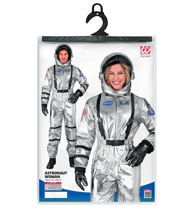 Silberner Astronauten-Overall mit Helm als Fasnachtskostüm