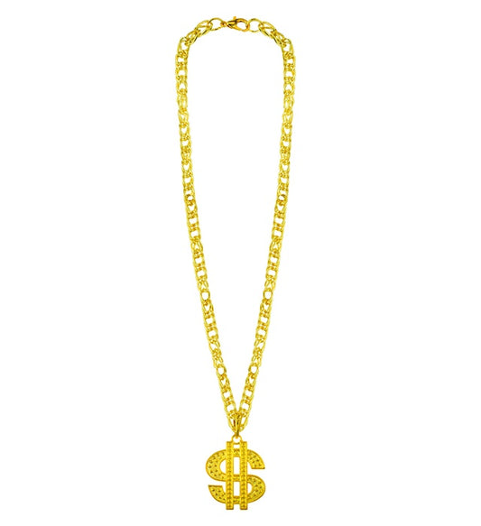 Dollar-Kette mit Anhänger 70 cm auf schwarzem Hintergrund