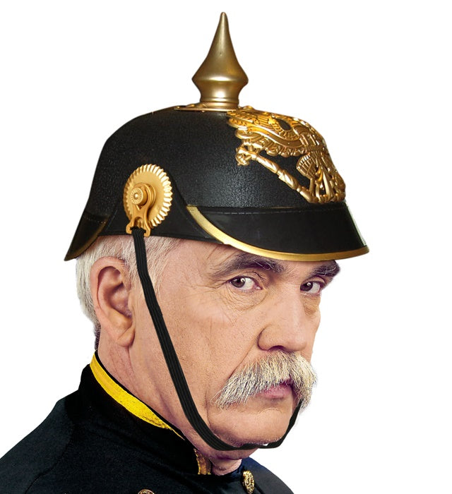 Pickelhaube aus Hartplastik mit Metallspitze für Fasnacht