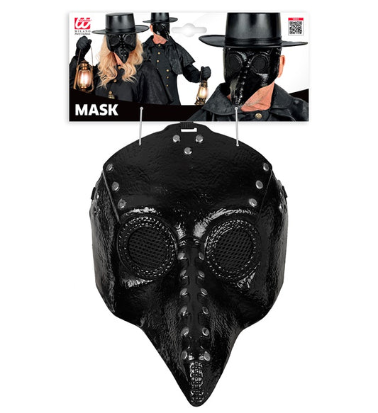 Pestdoktor Maske aus Hartplastik mit langem Schnabel und schwarzen Details