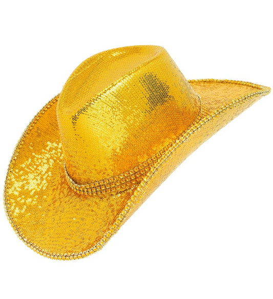 Goldener Cowboy Hut mit Pailletten und Strassverzierungen