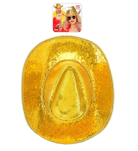 Goldener Cowboy Hut mit Pailletten und Strassverzierungen