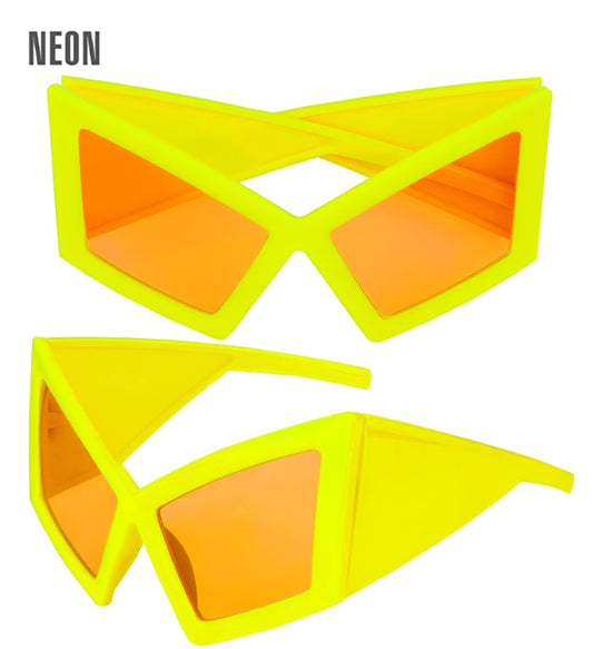 Neon gelbe überdimensionale Riesenbrille für Fasnacht und Karneval