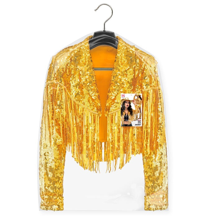 Goldene Paillettenjacke mit Fransen für Fasnacht und Karneval