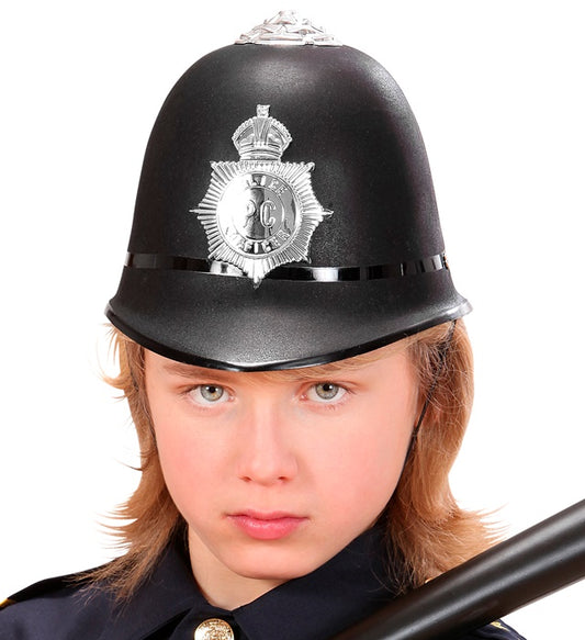 Polizistenhut aus Hartplastik mit Polizeiemblem für Fasnacht und Karneval