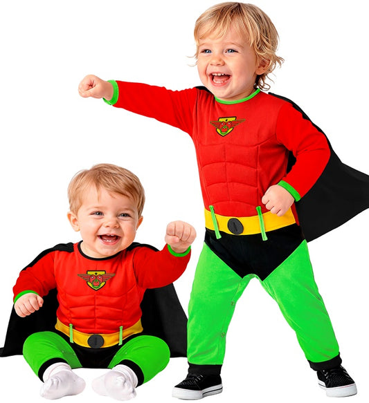 SUPER BABY Kinderkostüm Overall mit Umhang für Fasnacht und Karneval