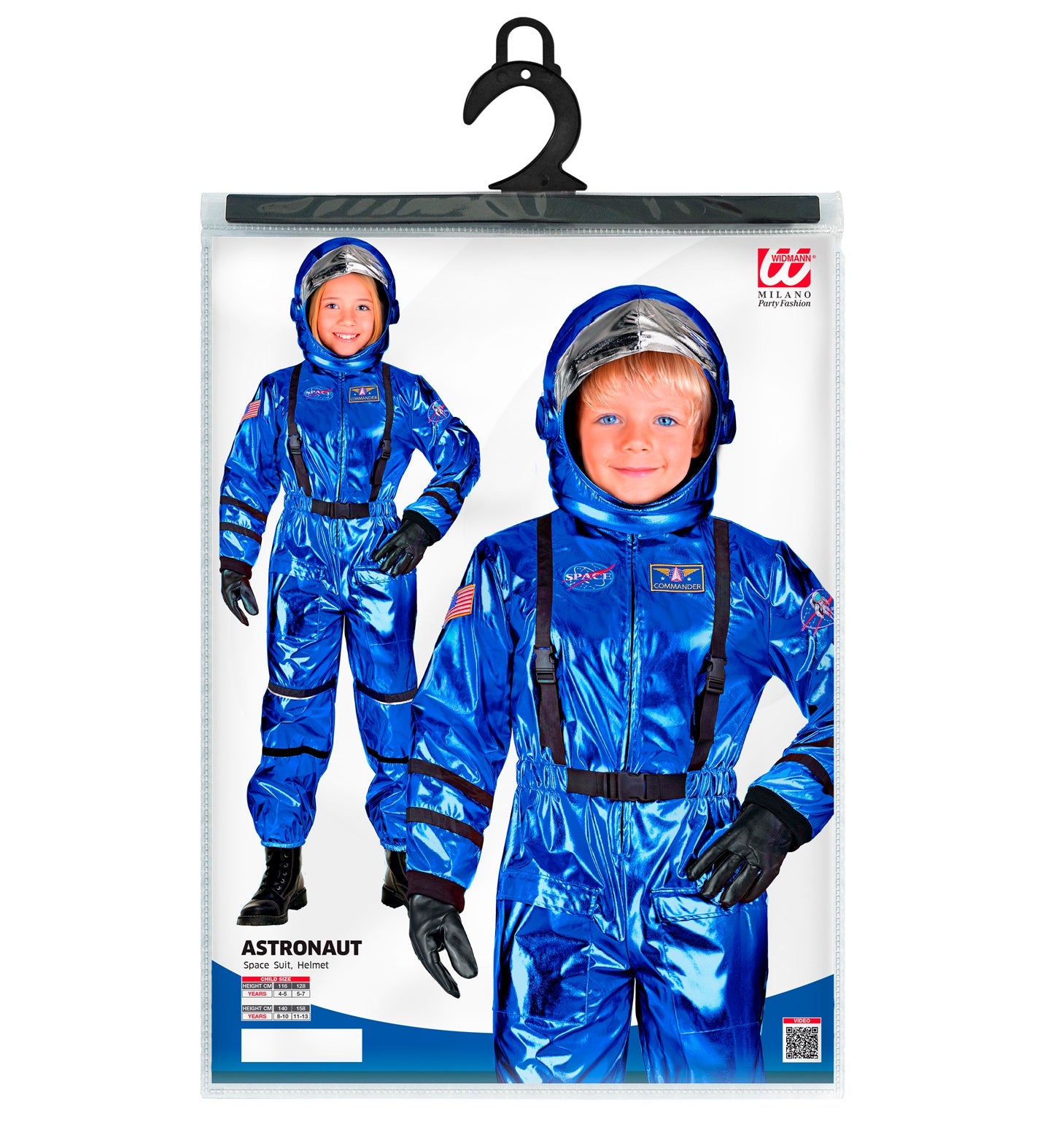 Blauer Astronaut Commander Kostüm mit Helm für Kinder
