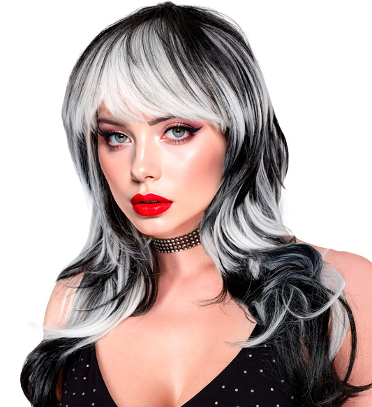 Schwarz Weisse Vampirin Perücke