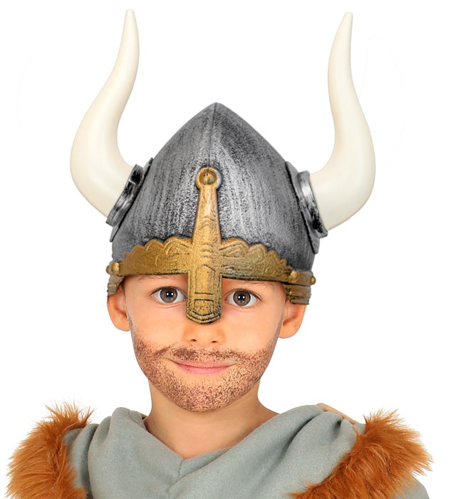 Kinder Wikingerhelm aus Hartplastik mit Hörnern für Fasnacht