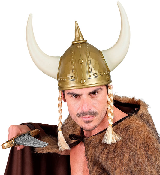 Wikinger Spitz Helm mit Zöpfen und Hörner für Erwachsene