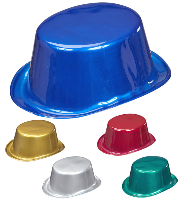 Metallic Zylinder-Hut in verschiedenen Farben für Fasnacht und Karneval