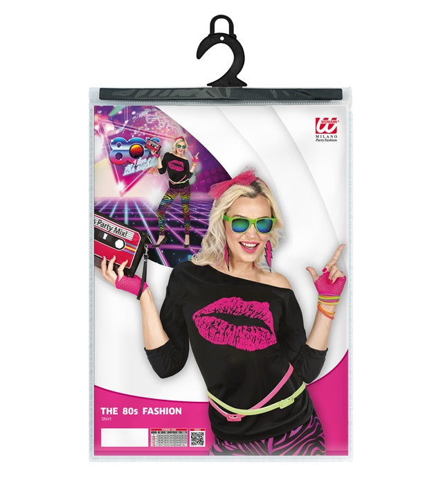 Retro 80er Jahre Mode Shirt in buntem Design für Fasnacht und Mottopartys
