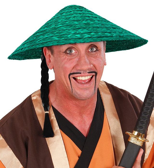 Grüner Strohhut aus Stroh für Fasnacht und Karneval