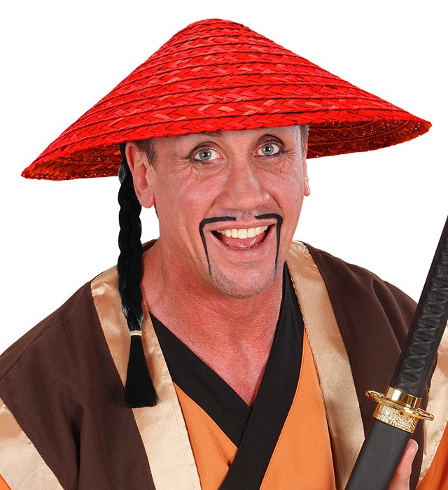 Roter Strohhut aus Stroh für Fasnacht und Karneval