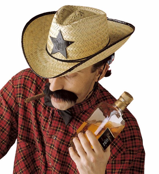 Cowboy Strohhut aus Stroh für Fasnacht und Kostümparty