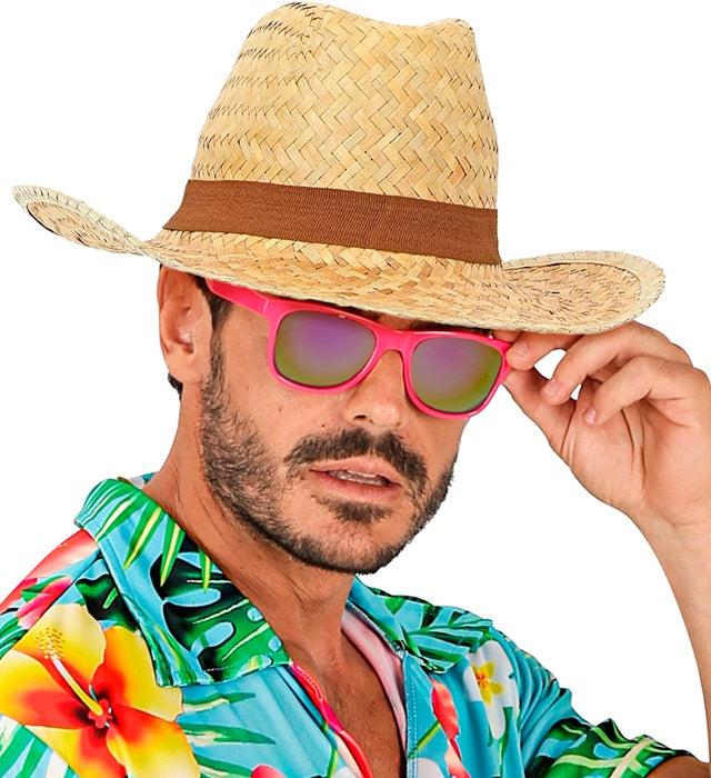 Safari Strohhut aus Stroh für Fasnacht und Karneval