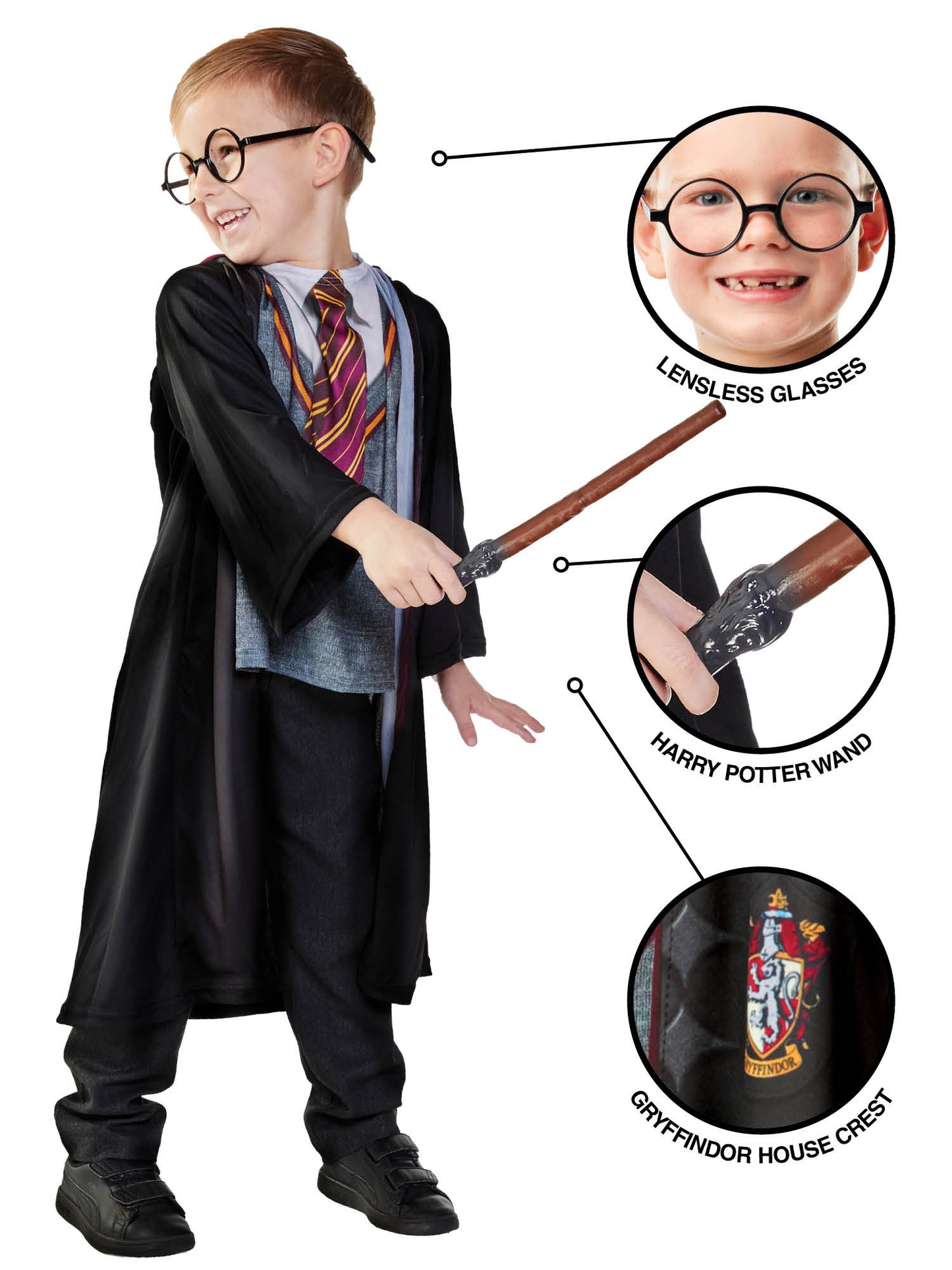 Rubies Harry Potter Gryffindor Deluxe Kinderkostüm mit Robe und Accessoires – Rückansicht