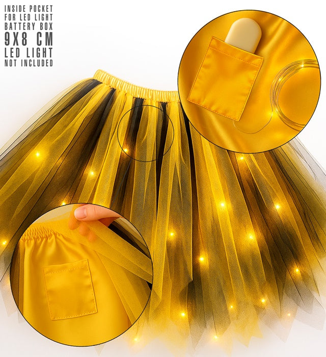 Gelb-schwarzes Tutu mit Innentasche für Fasnacht und Karneval
