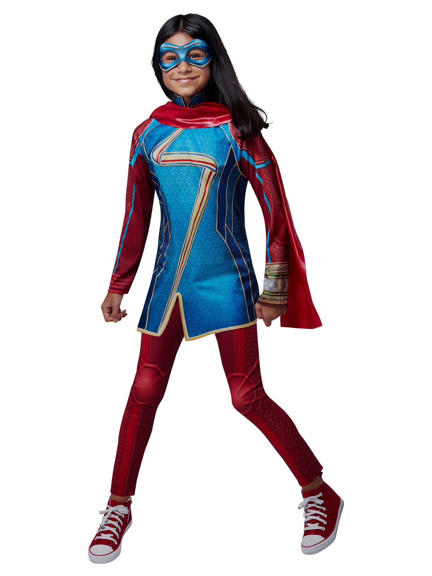 Rubies Ms. Marvel Kinderkostüm für Mädchen mit Oberteil, Hose, Augenmaske und Schal