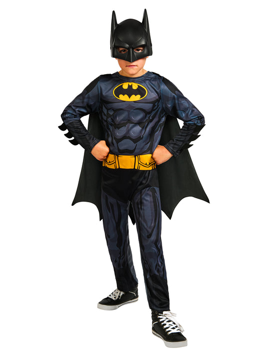 Rubies Batman Kinderkostüm für Jungen mit Overall, Umhang und Maske – Produktansicht