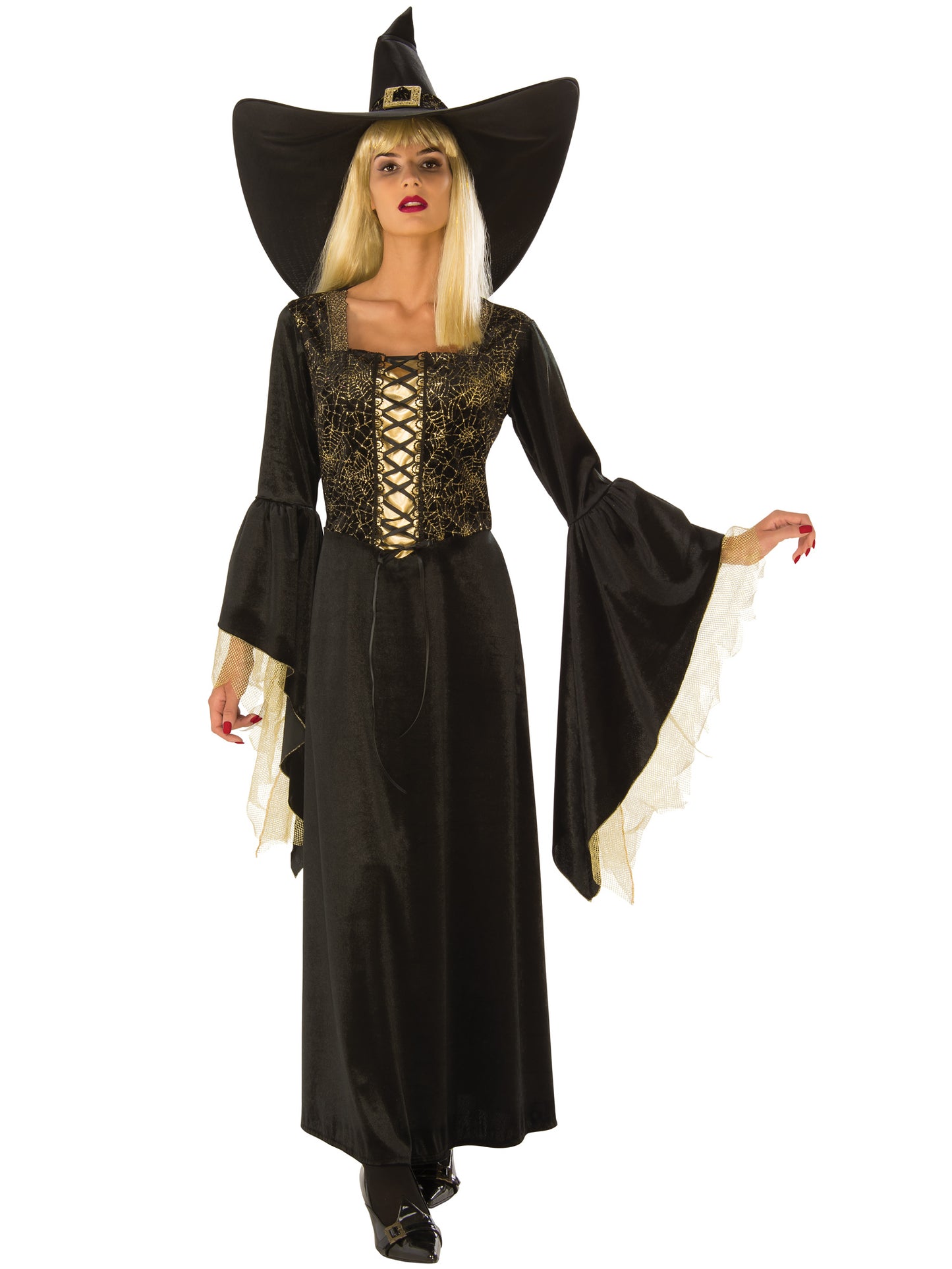 Golden Web Witch Hexenkostüm für Damen von Rubies mit Kleid und Hut