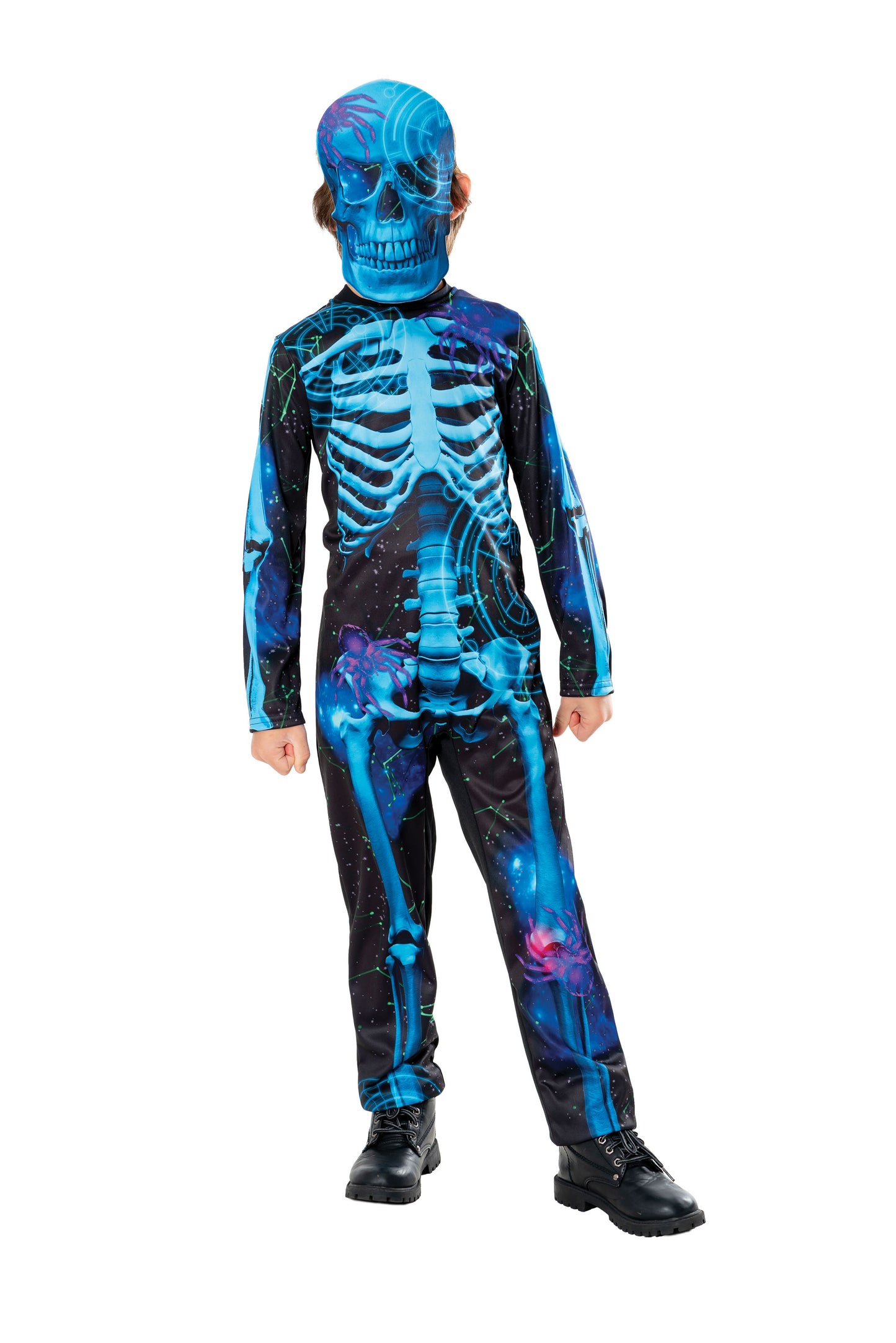 Rubies Neon-Skelett-Kinderkostüm für Jungen mit Overall und Maske
