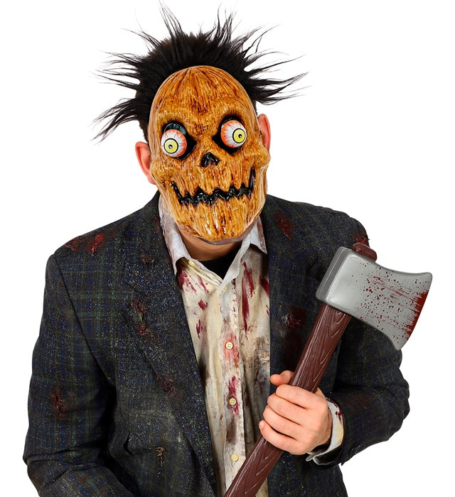 Kürbismaske mit wackelnden Augen in Orange für Halloween und Fasnacht