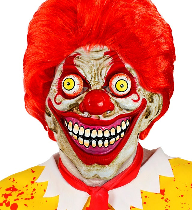 Horror Clownsmaske mit wackelnden Augen in gruseligem Design