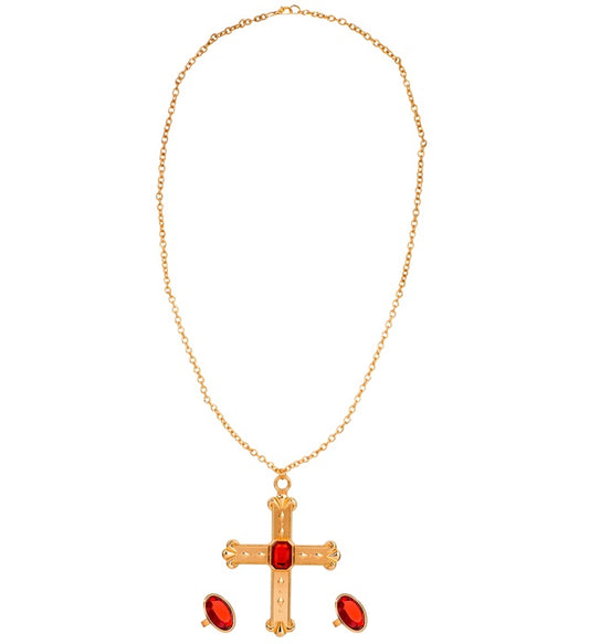 KARDINAL Set (Halskette mit Kreuz, 2 Ringe)