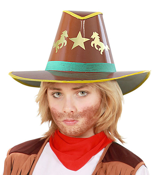 Kinder Cowboyhut aus Pappe braun für Fasnacht