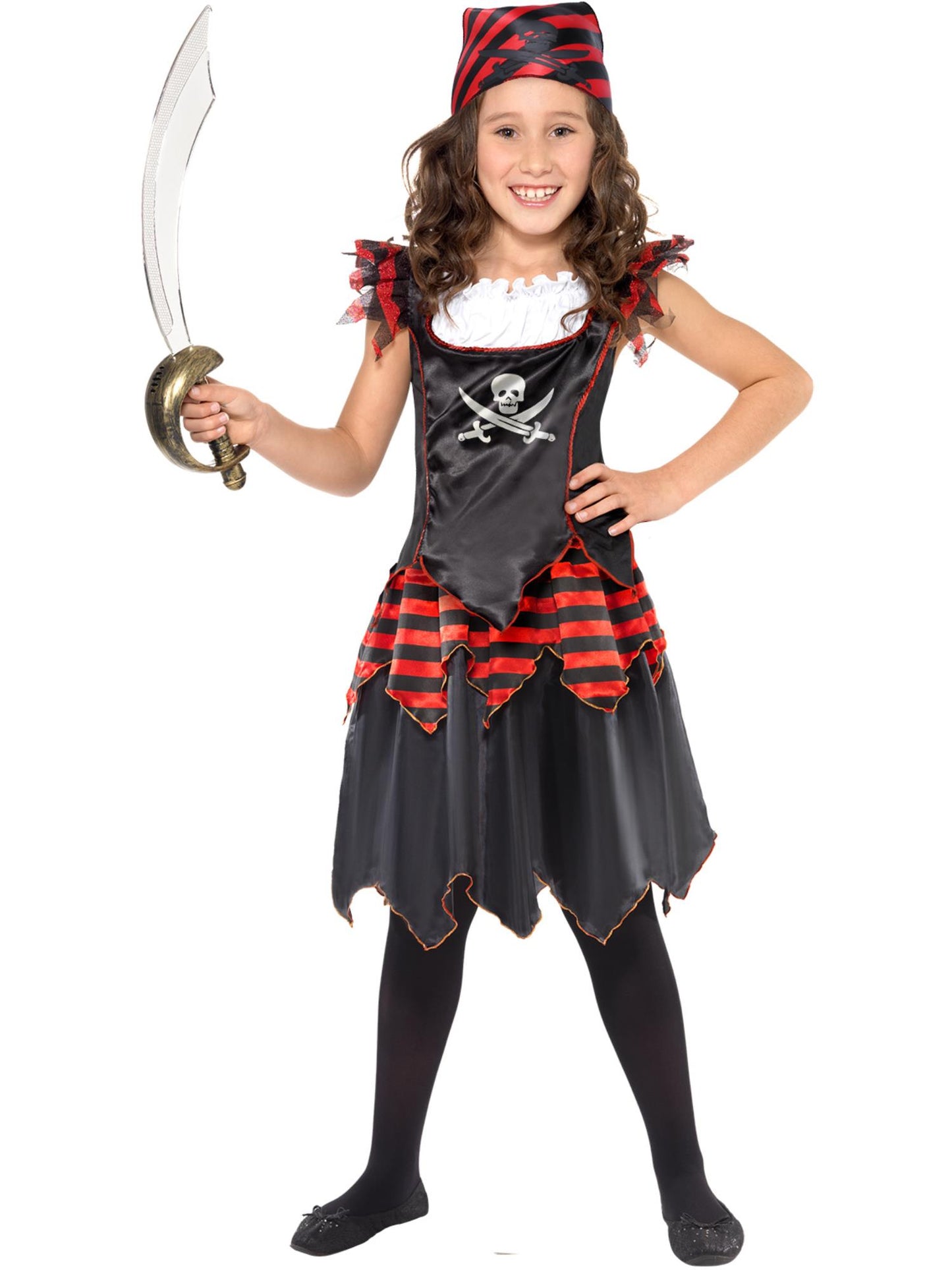Smiffys Pirate Skull & Crossbones Mädchenkostüm, Black CS