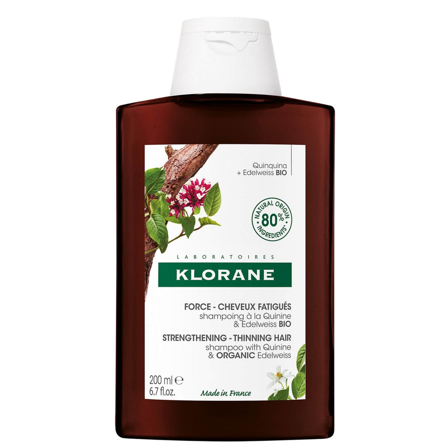 Klorane Klorane, Klorane, Quinine & Edelweiss, Haarbehandlung Shampoo, Zur Stärkung, Für dünner werdendes Haar, 200 ml Regula