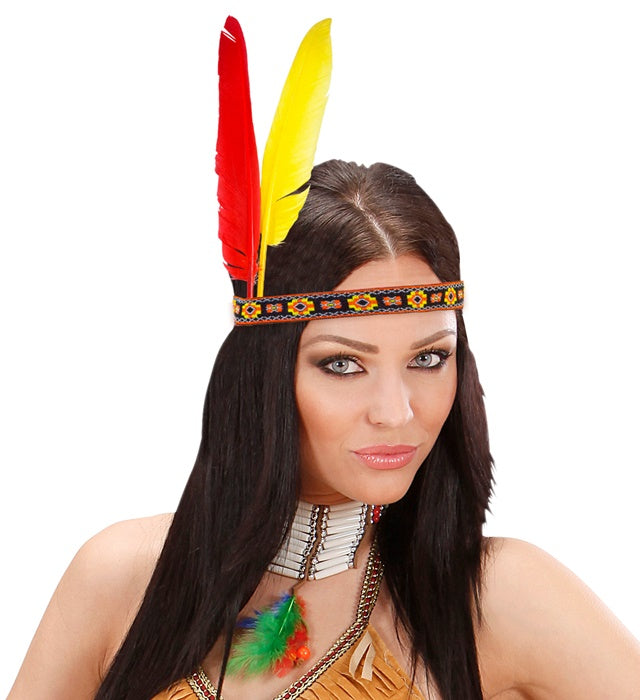 Indianerstirnband mit zwei Federn als Fasnacht-Accessoire