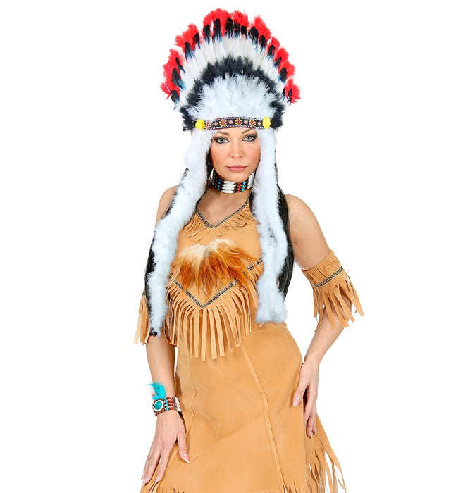 Indianerhaarschmuck Wilder Stier mit bunten Federn für Fasnacht und Karneval