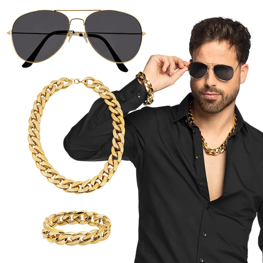Boland Zuhälter Satz Pimp mit Halskette, Armband und Partybrille – Produktansicht