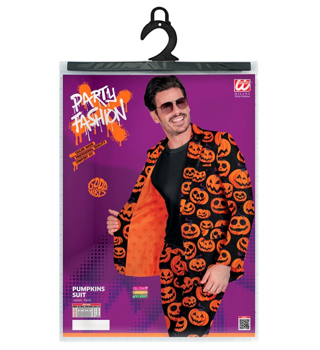 Kürbis Party Fashion Anzug mit Jackett und Hose, oranges Kürbisdesign