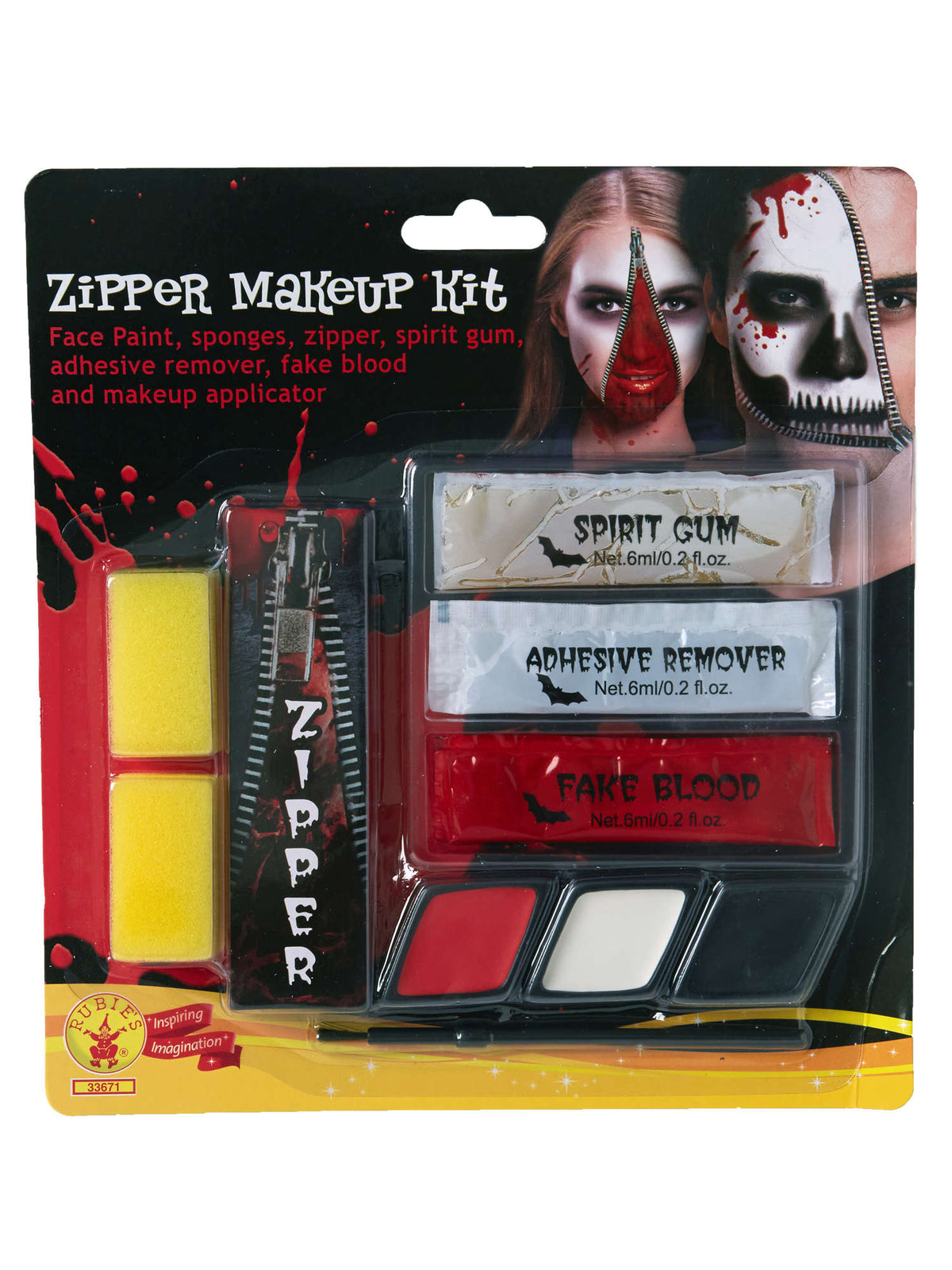Rubies Zipper Makeup Kit Kostümzubehör mit Reissverschluss-Effekt