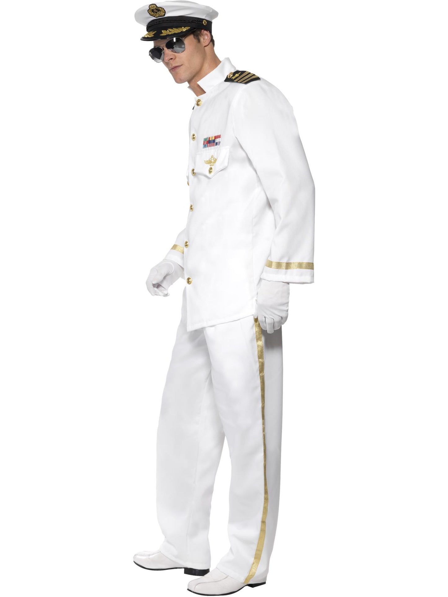 Smiffys Deluxe Captain Costume, White CS für Herren