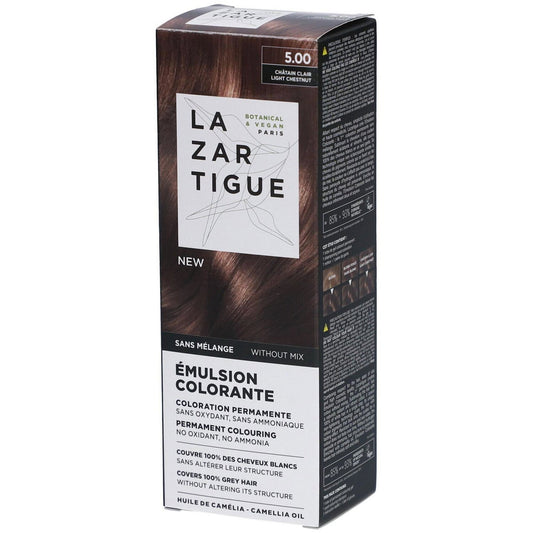 Lazartigue Lazartigue, Emulsion Colorante, Permanente Haarfarbe, 5.00 Light Chestnut, 60 ml Regular