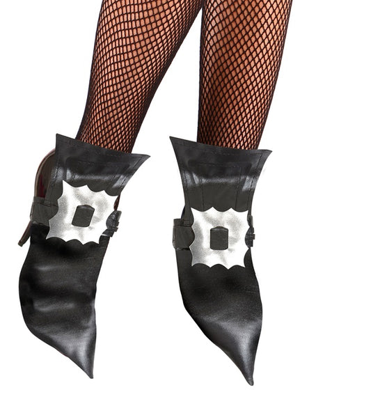 "SCHUHÜBERZIEHER HEXE MIT SCHNALLEN" Kunstleder Schwarz