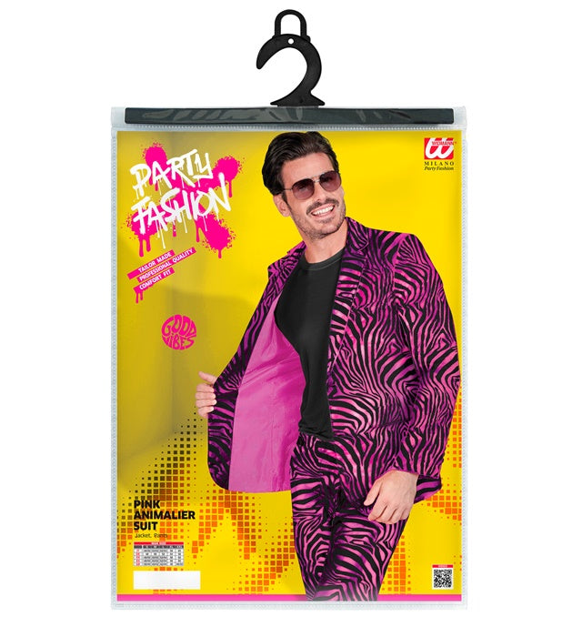 Pinker Animal Print Party-Anzug bestehend aus Jackett und Hose für Fasnacht und Karneval