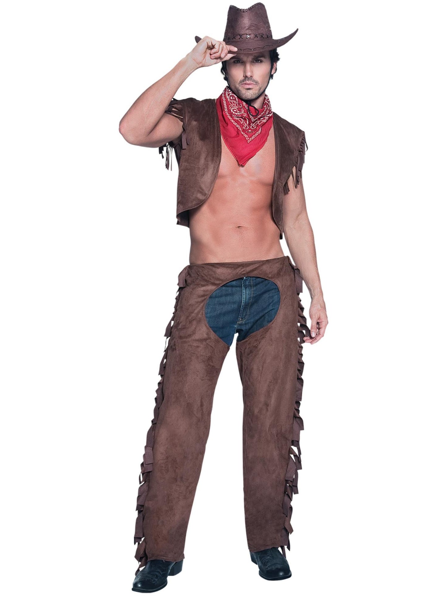 Smiffys COWBOYGIRL Fever Male Ride Em High Cowboy Costume, Brown CS für Herren