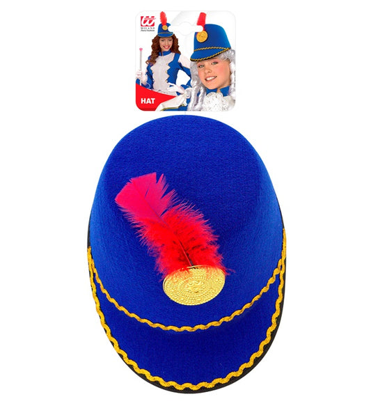 Blauer Majorette Hut aus Filz für Fasnacht und Karneval