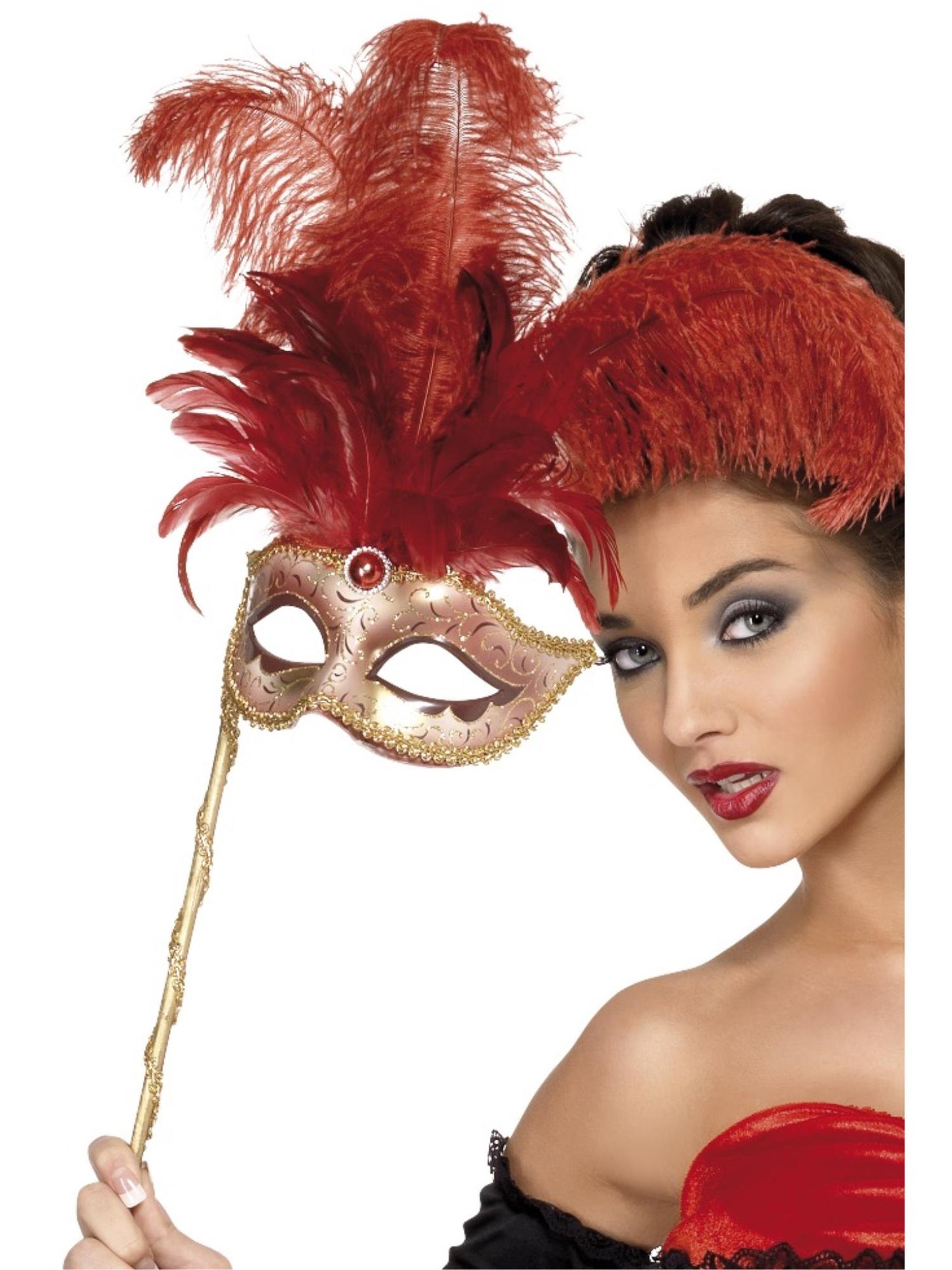 Smiffys Baroque Fantasy Eyemask, Red für Damen