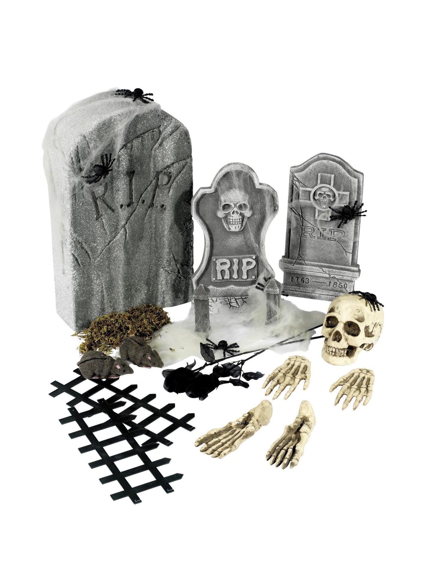 Smiffys 24 Piece Graveyard Collection, Grey PG für Unisex