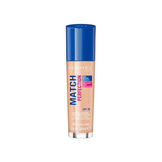 RIMMEL LONDON Rimmel London Match Perfection Foundation SPF 20 101 Classic Ivory 30 ml