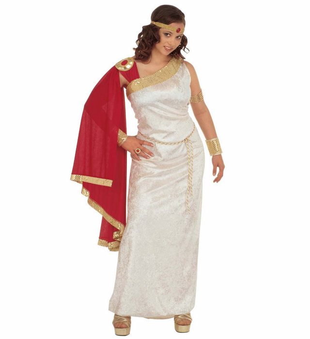 Lucilla Römer-Tunika mit Toga, Gürtel, Armbändern und Stirnband mit Edelstein