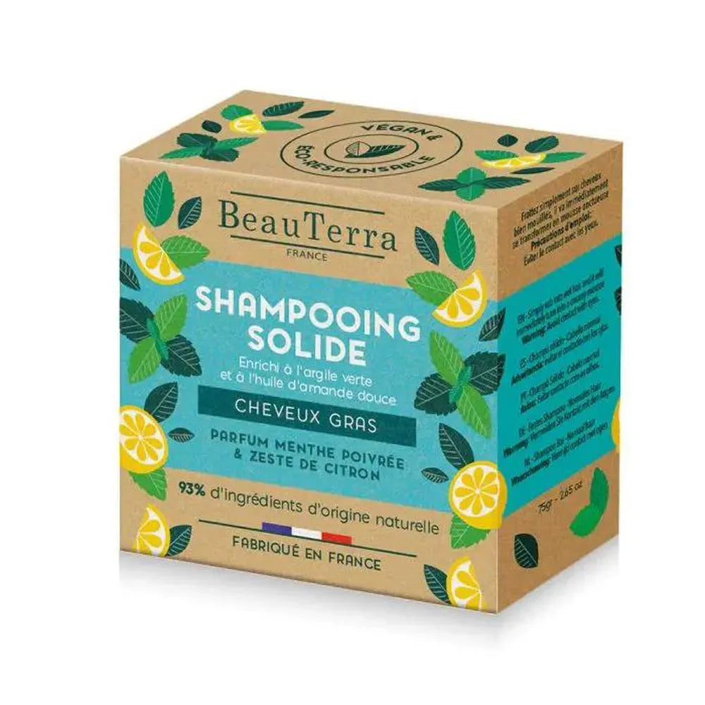 Beauterra festes Shampoo Minze und Zitronenschale 75 g