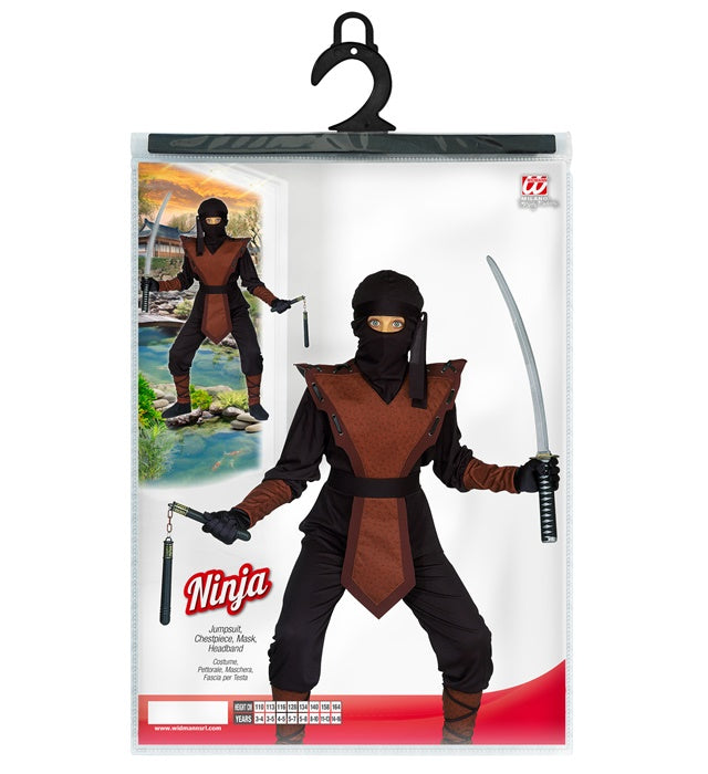Ninja Kostüm Set mit Maske, Kopfband und Armatur für Fasnacht