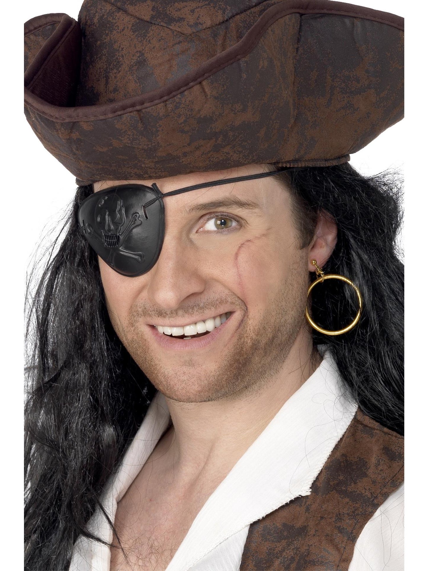 Smiffys Pirate Eyepatch and Earring, Black für Unisex